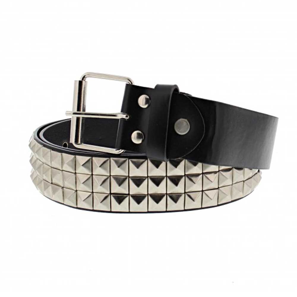 Zac's Alter Ego - 3-row silver coloured pyramid studs Ceinture - Noir/Couleur argent